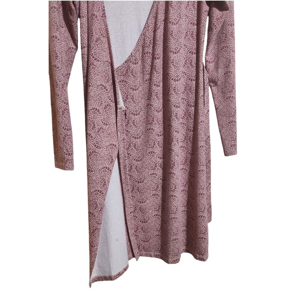 Synergy Women's Organic Cotton Blend Red Long Sleeve Wrap Dress Sz Small Stretch - Picture 10 of 10